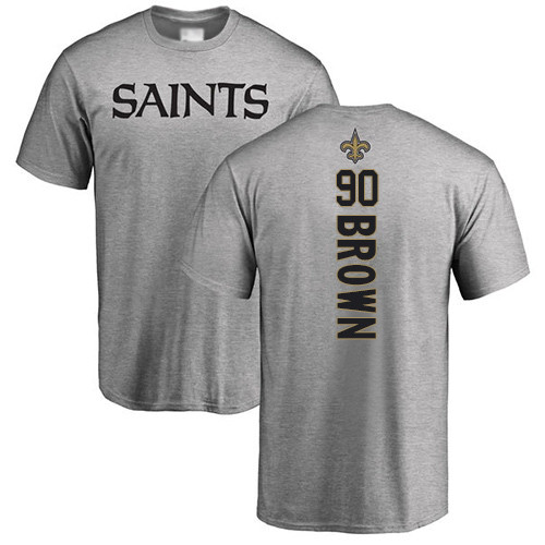 Men New Orleans Saints Ash Malcom Brown Backer NFL Football #90 T Shirt